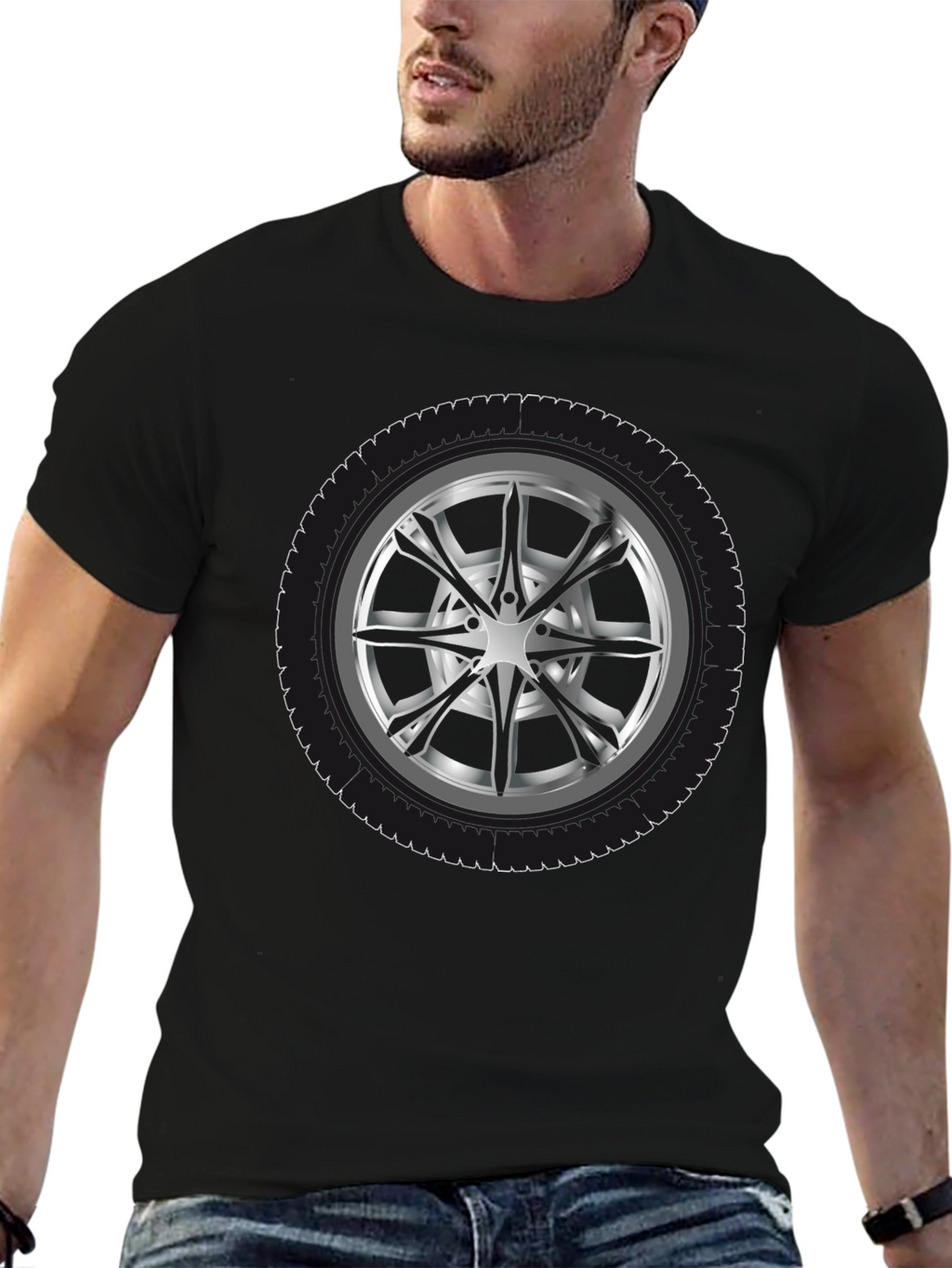 Wheel Graphic Black T-Shirt - Car Enthusiast Apparel