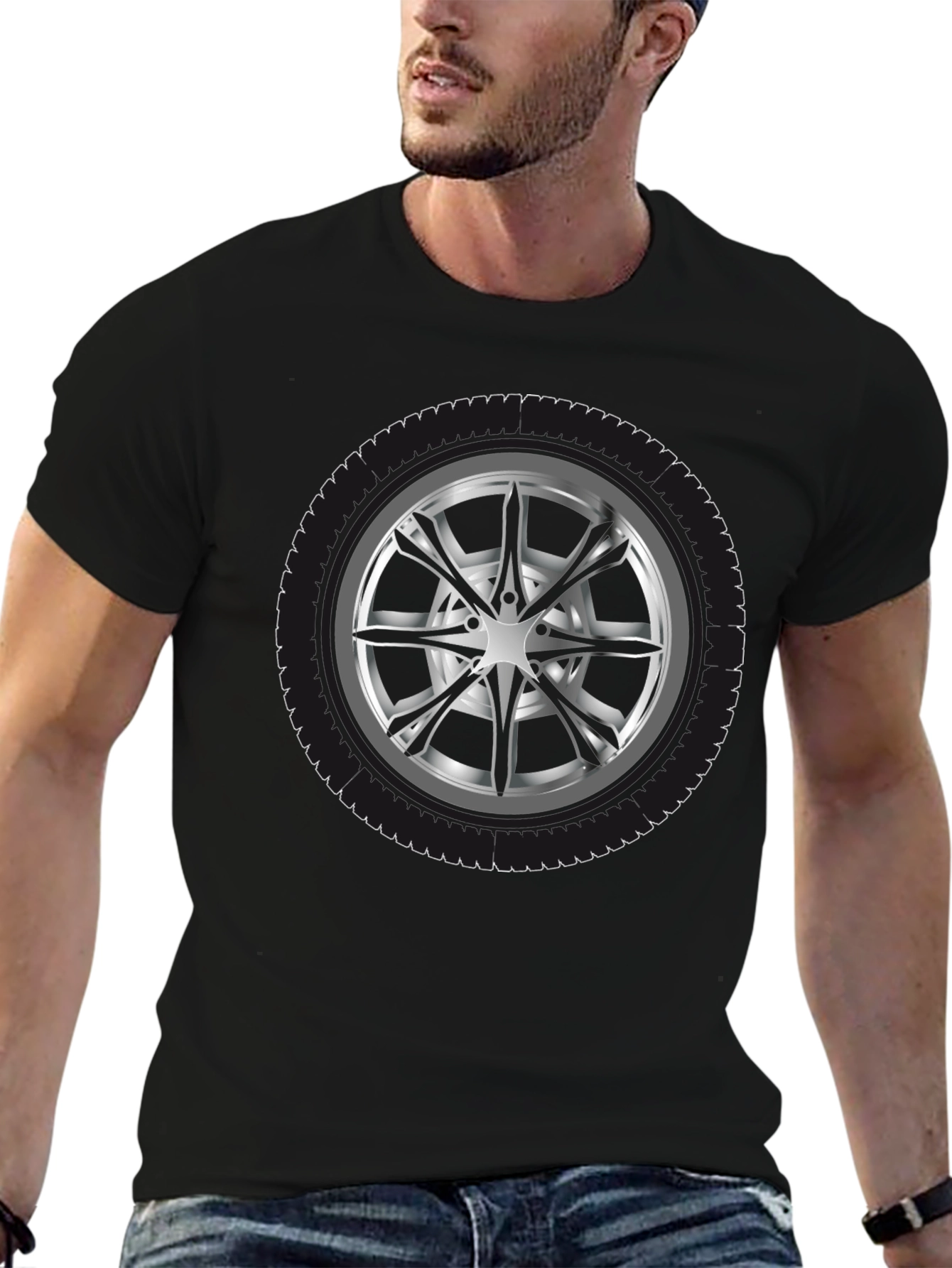 Wheel Graphic Black T-Shirt - Car Enthusiast Apparel