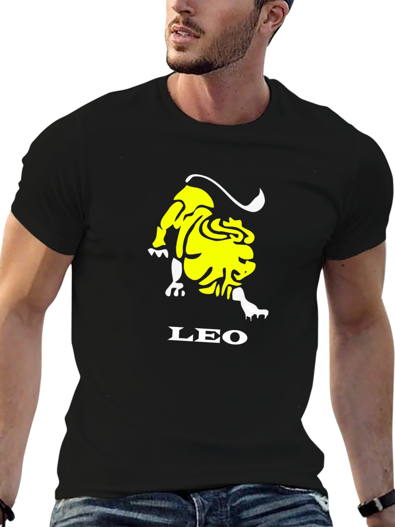 Black Leo Zodiac Graphic T-Shirt