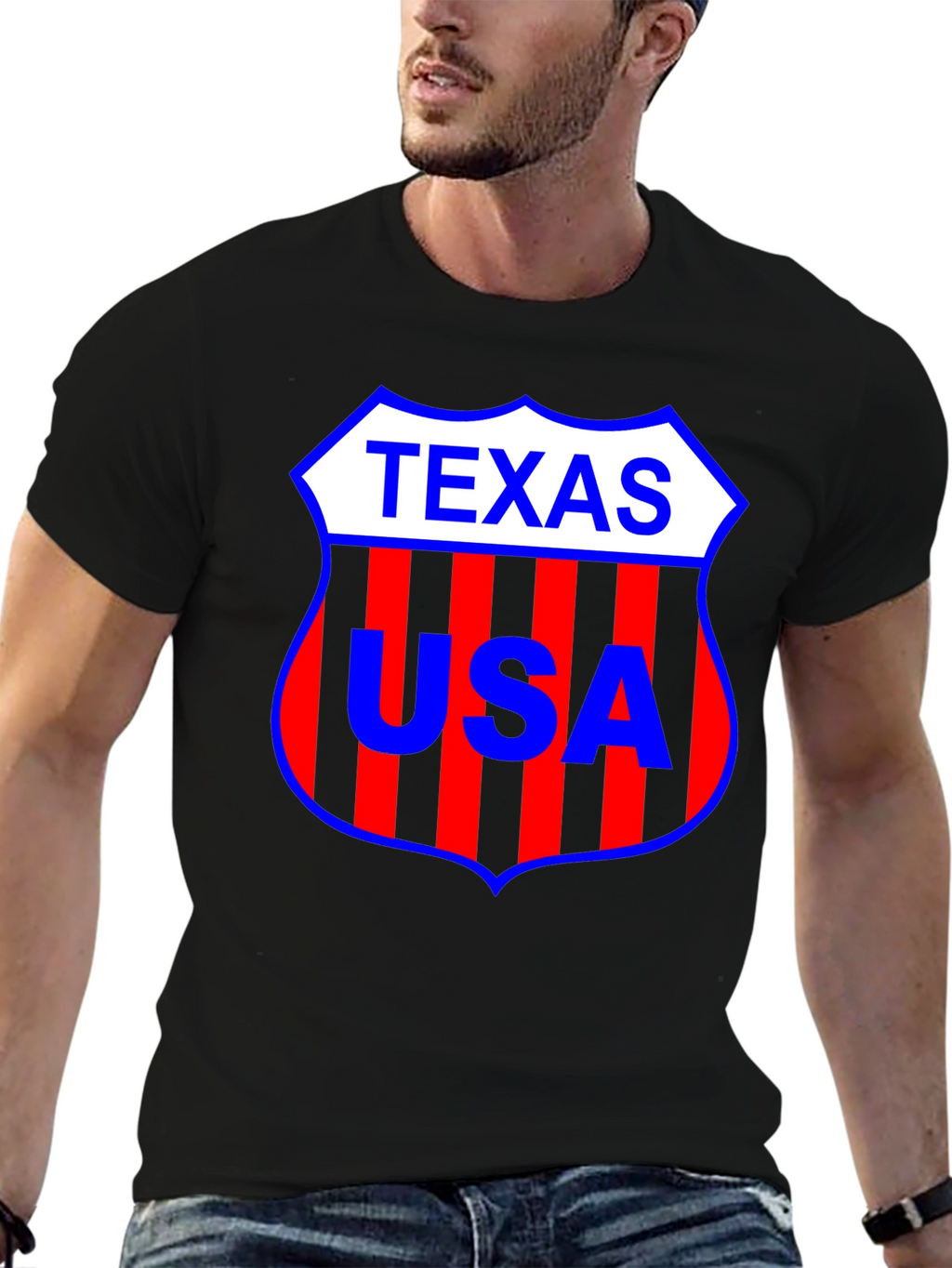 Texas USA Shield Black T-Shirt