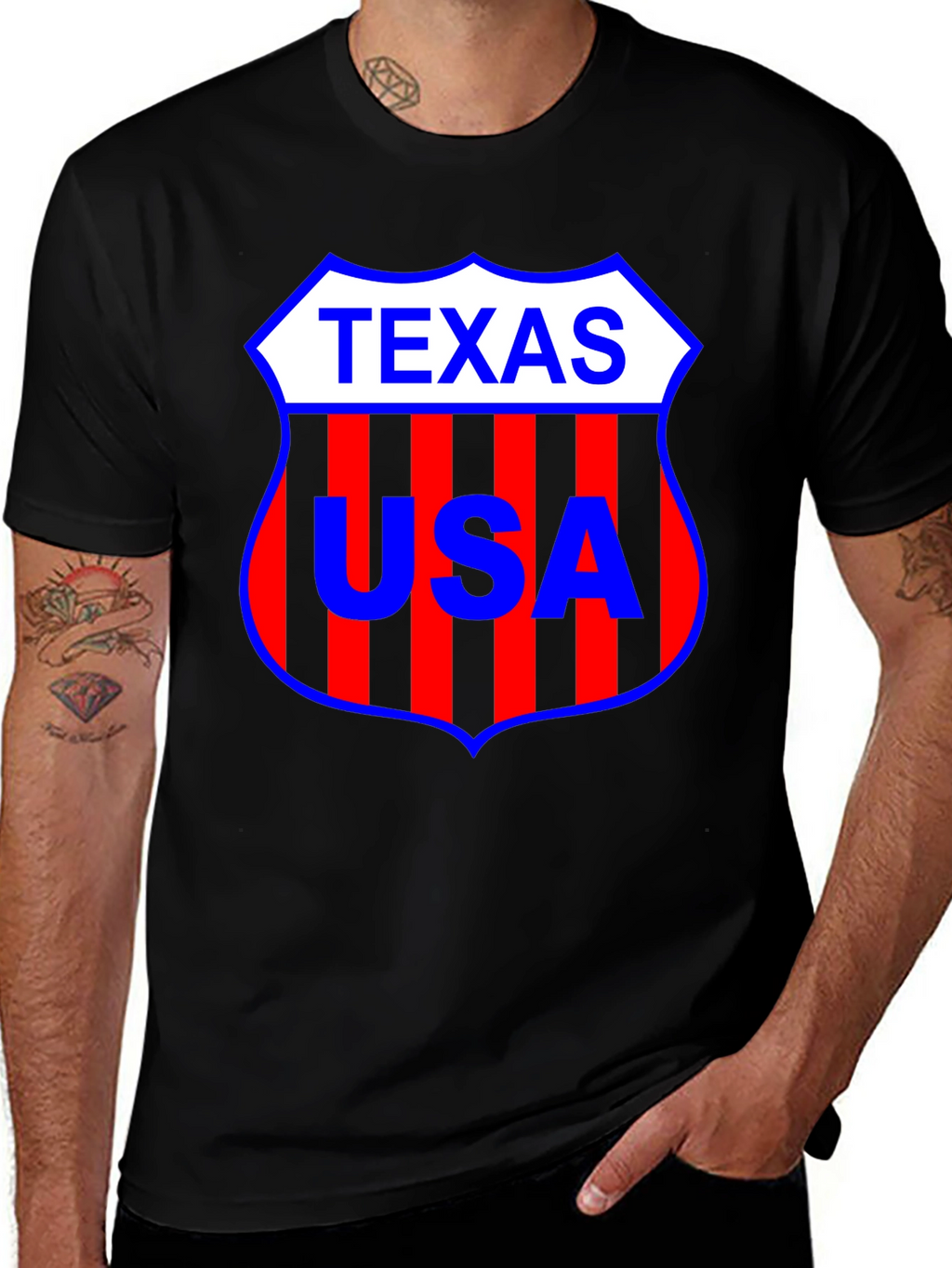Texas USA Shield Black T-Shirt