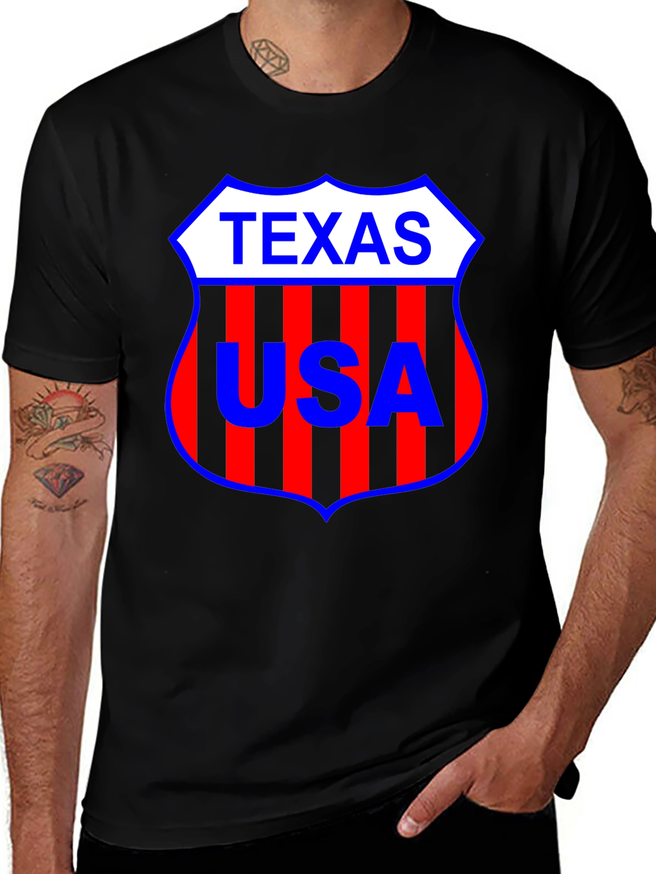 Texas USA Shield Black T-Shirt