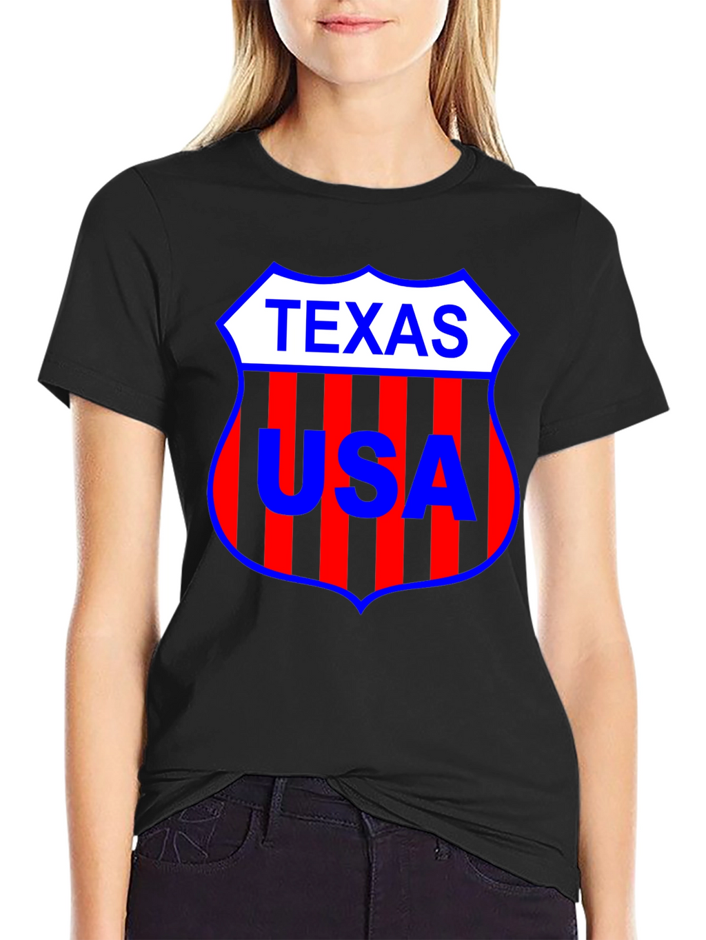 Texas USA Shield Black T-Shirt