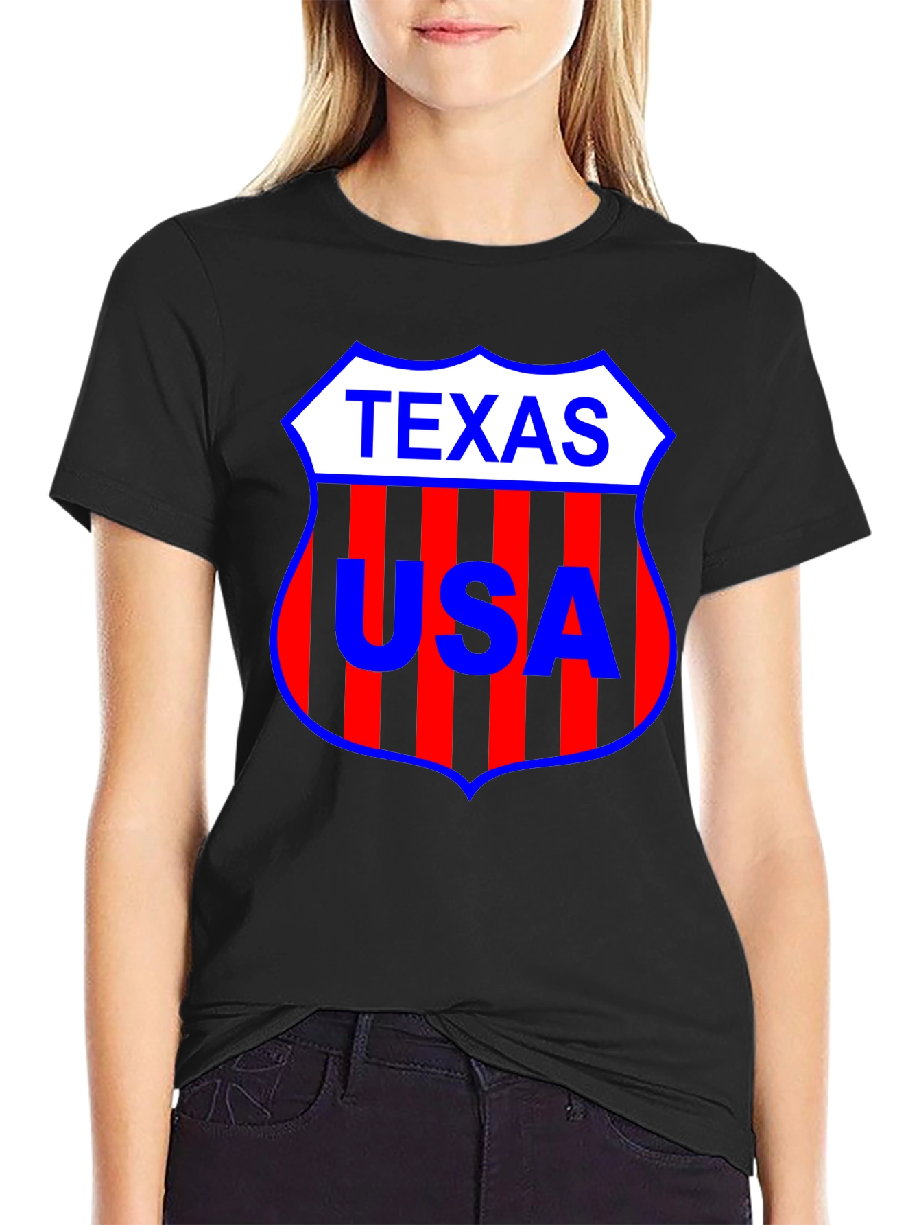 Texas USA Shield Black T-Shirt