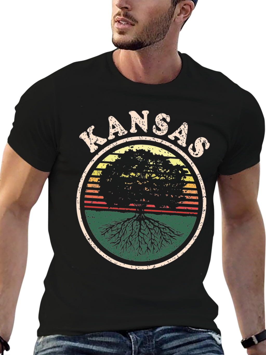 Kansas Tree Roots Graphic Tee - Unisex Black T-Shirt