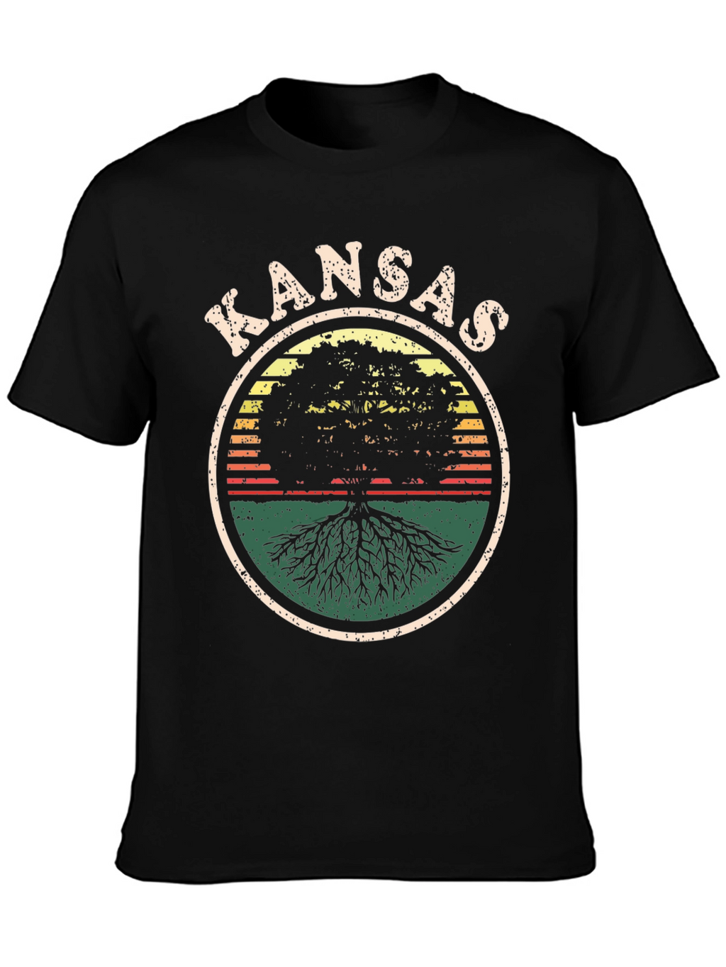 Kansas Tree Roots Graphic Tee - Unisex Black T-Shirt