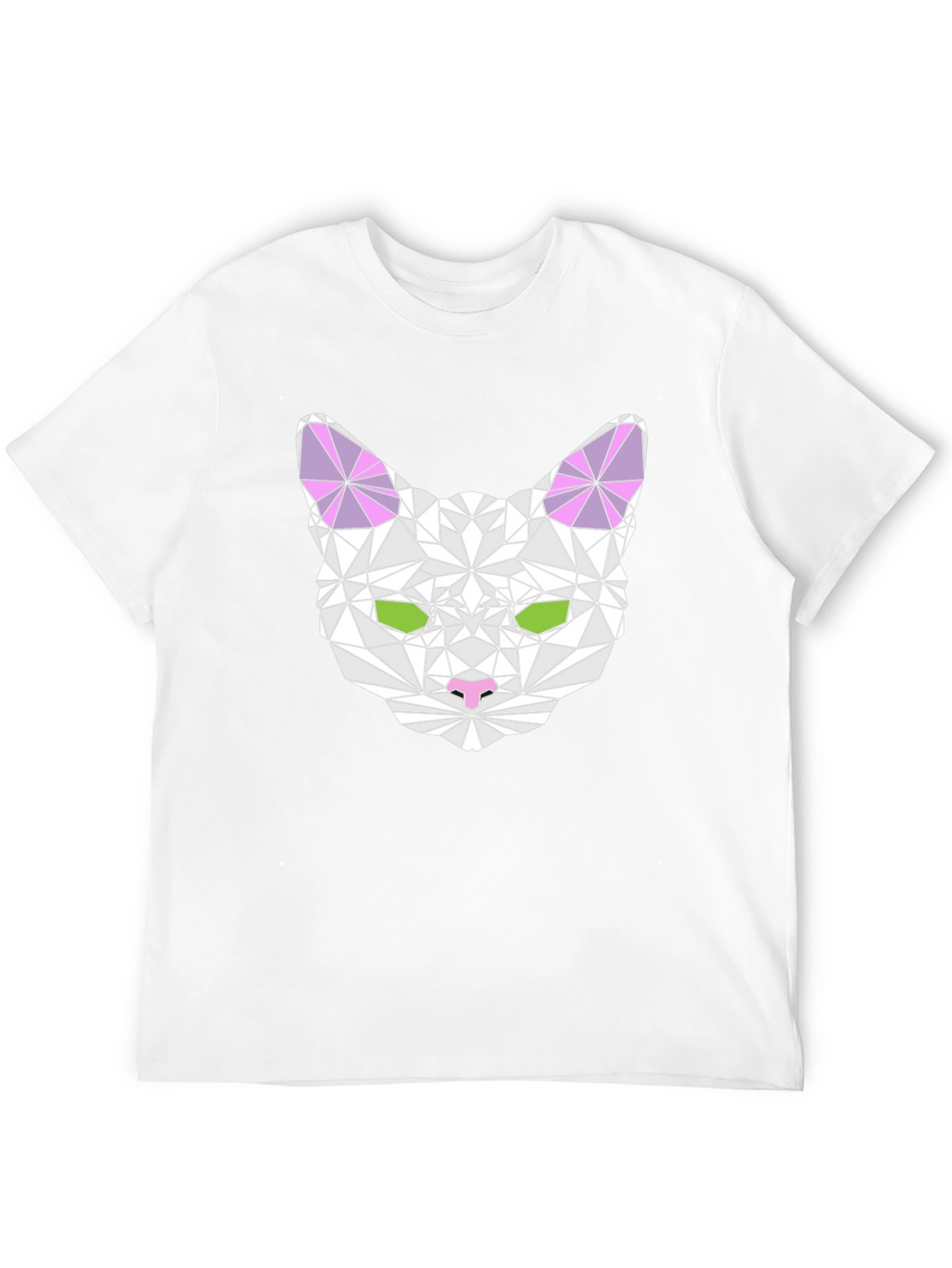 Geometric Cat Head Graphic T-Shirt - Black
