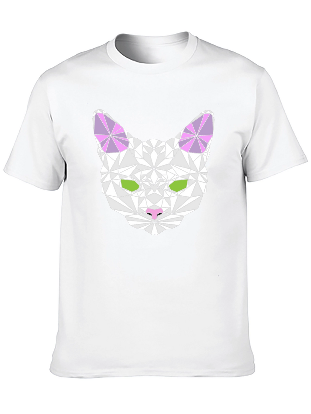 Geometric Cat Head Graphic T-Shirt - Black