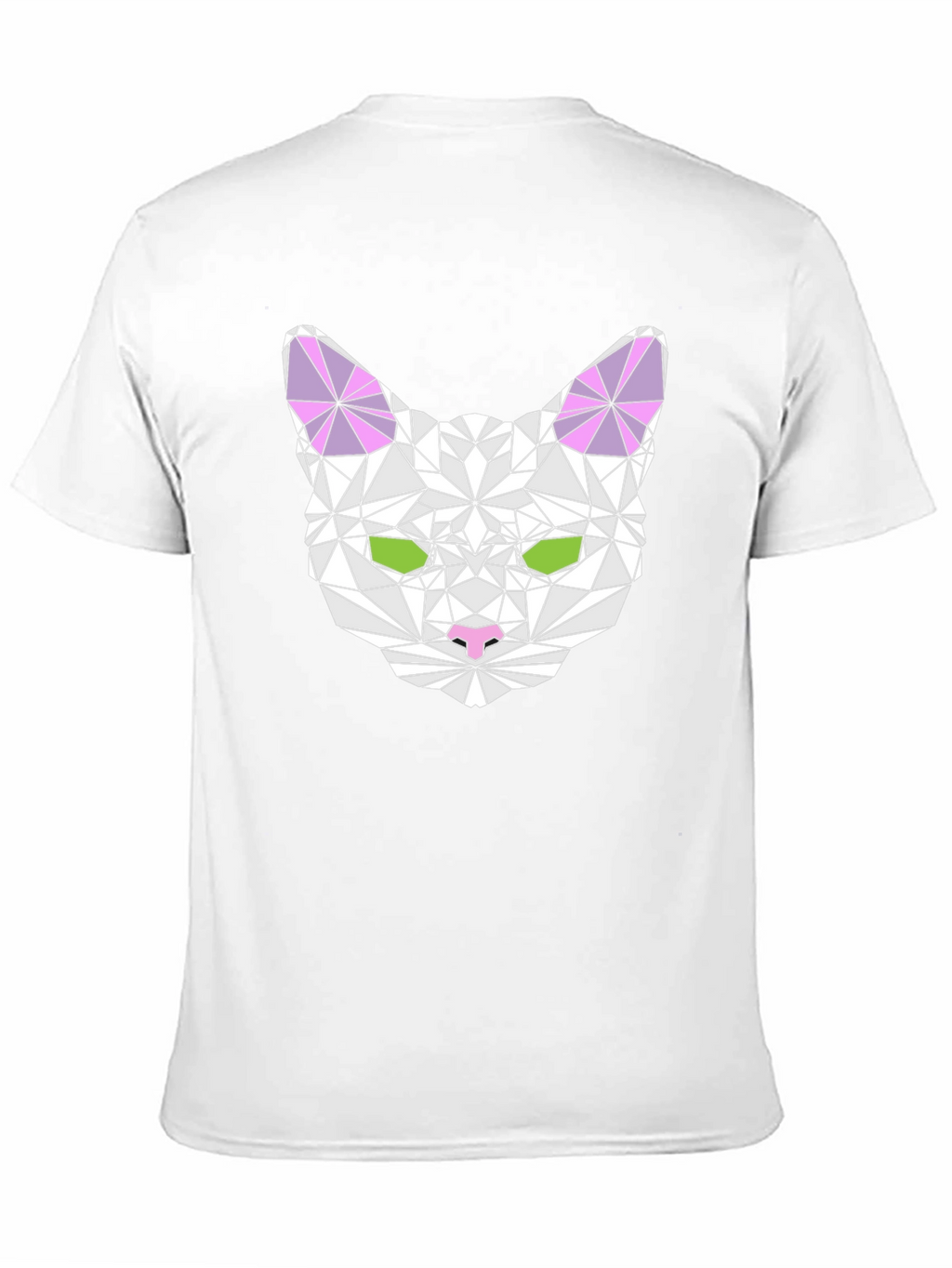 Geometric Cat Head Graphic T-Shirt - Black