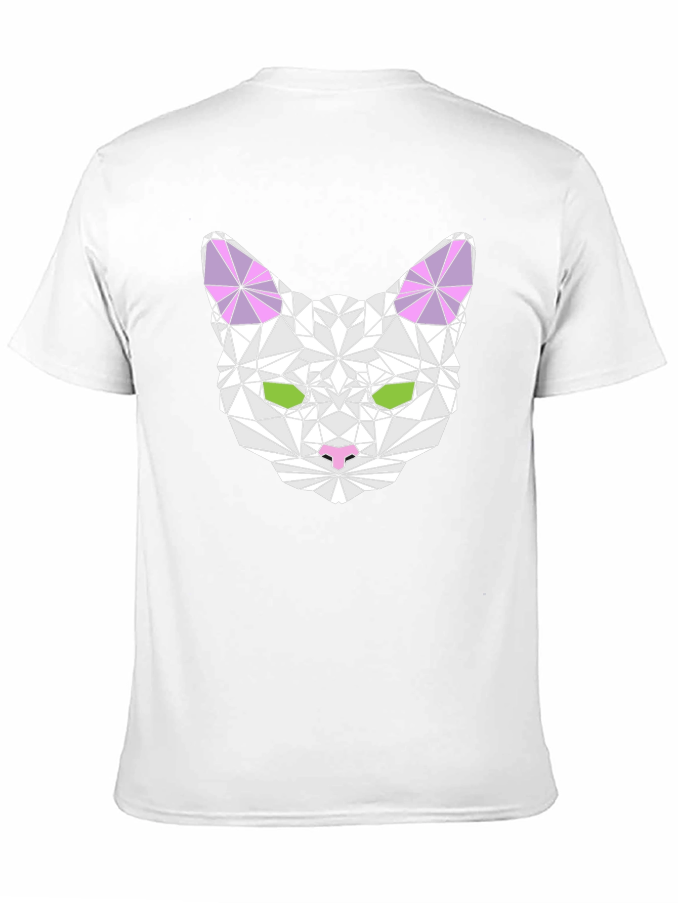 Geometric Cat Head Graphic T-Shirt - Black
