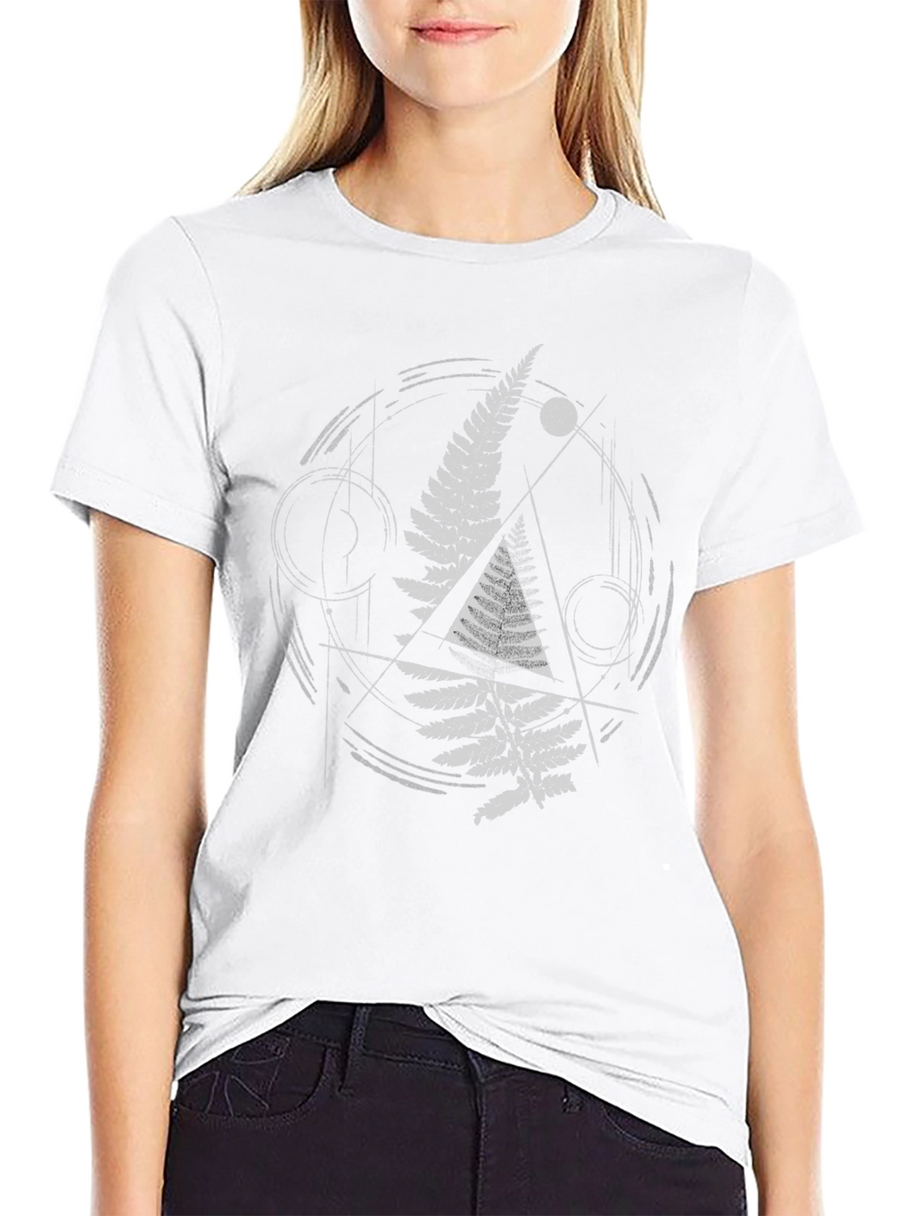 Geometric Fern Graphic Tee - Modern Nature Design