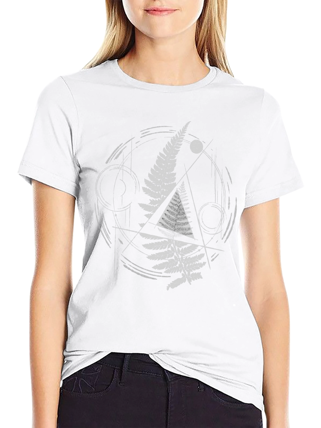 Geometric Fern Graphic Tee - Modern Nature Design