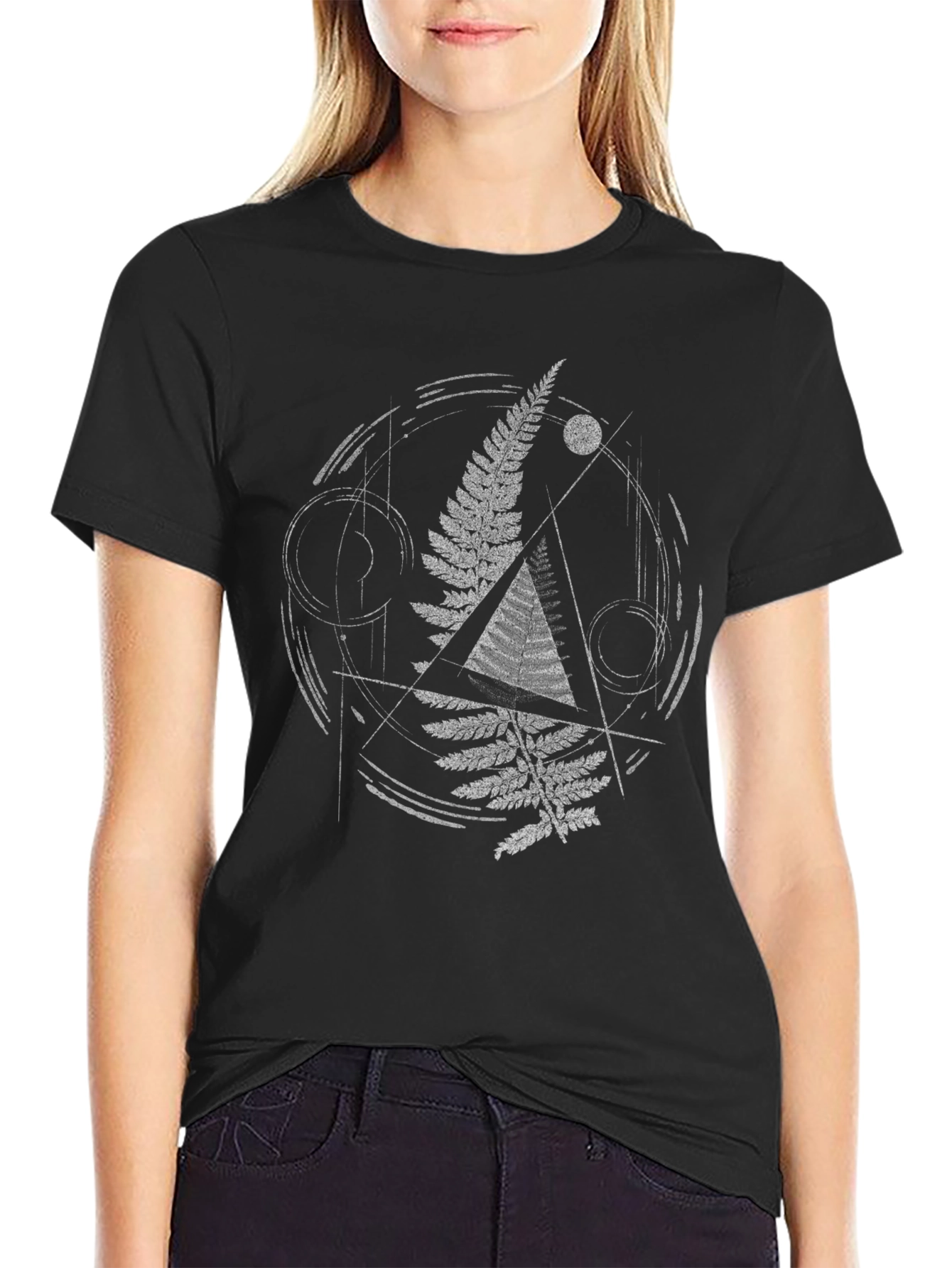 Geometric Fern Graphic Tee - Modern Nature Design
