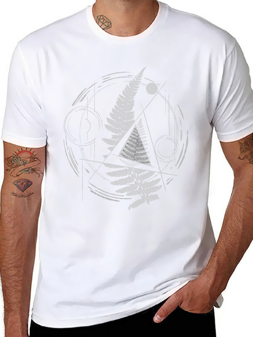 Geometric Fern Graphic Tee - Modern Nature Design