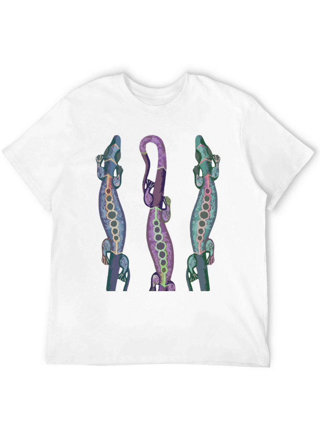 Lizard Print Mens Black T-Shirt
