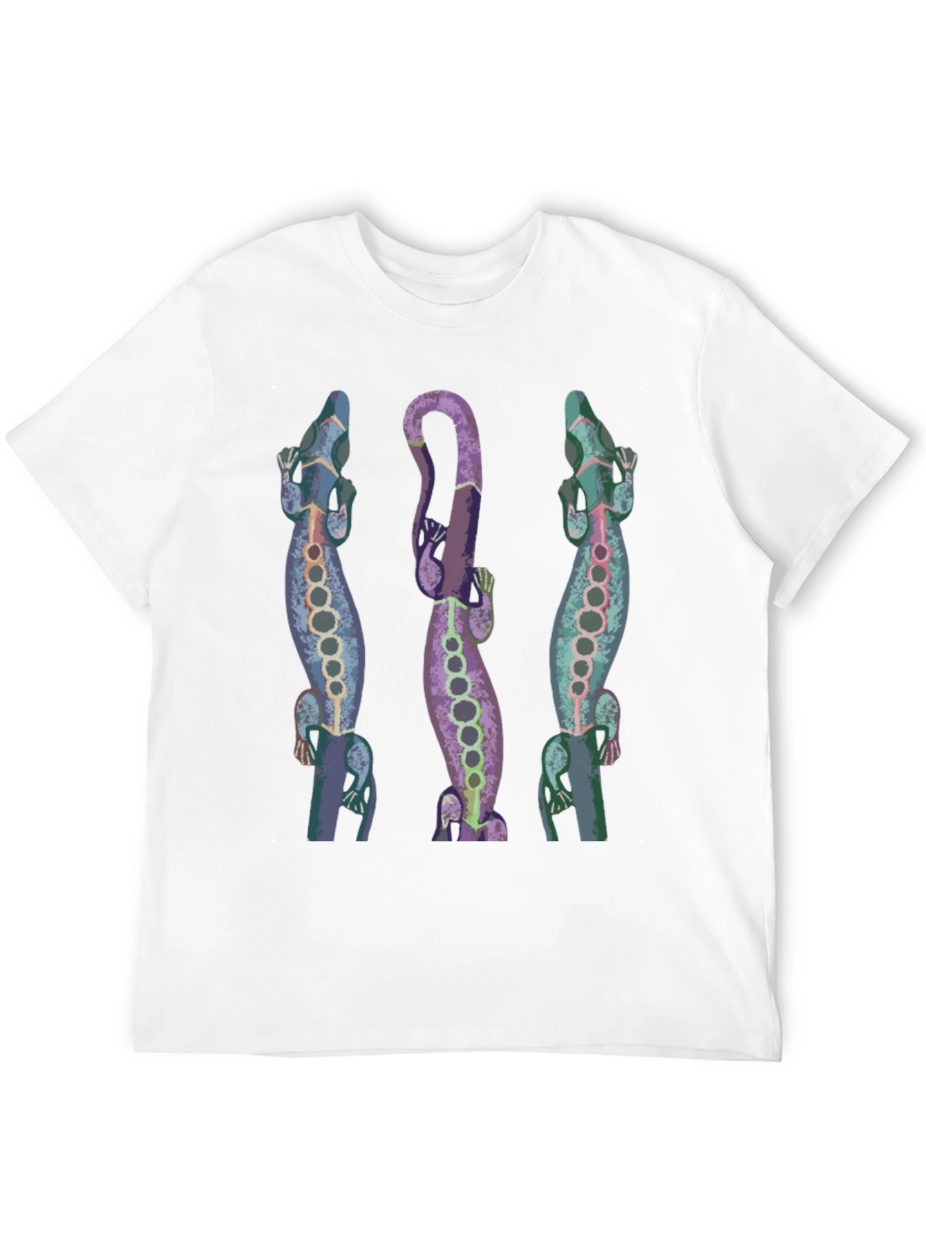 Lizard Print Mens Black T-Shirt