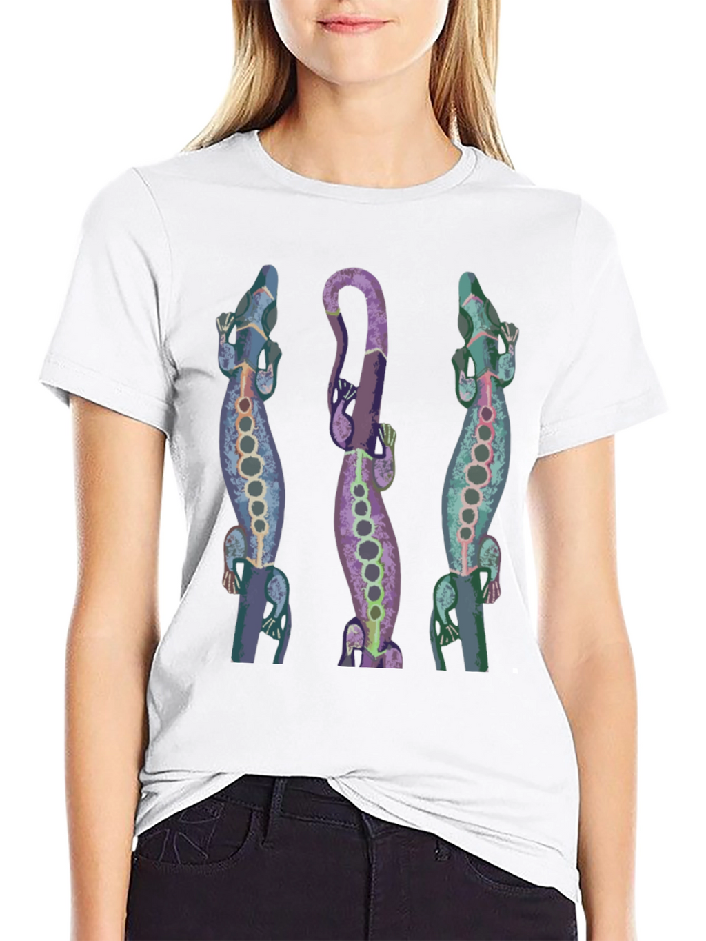 Lizard Print Mens Black T-Shirt