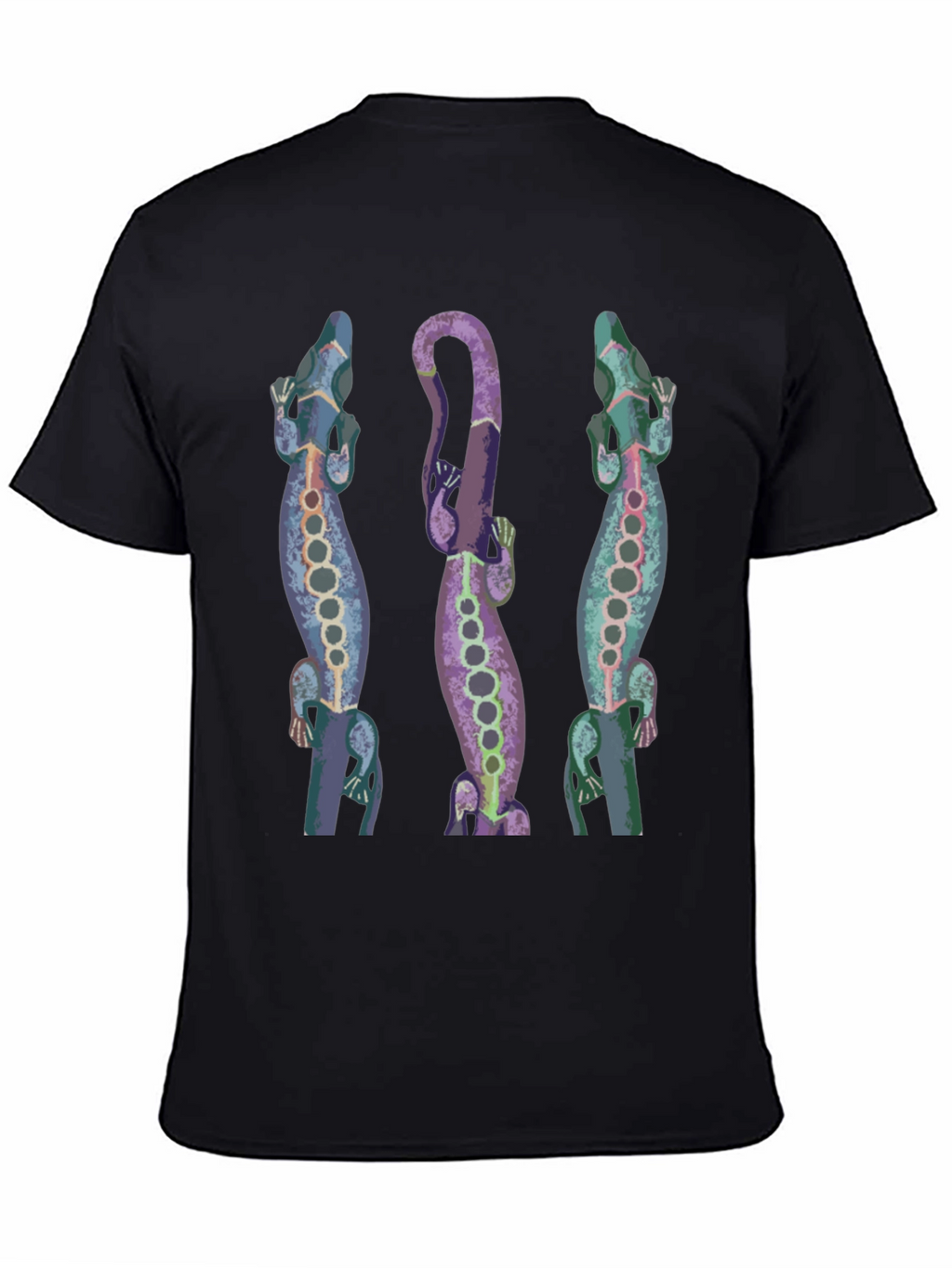 Lizard Print Mens Black T-Shirt