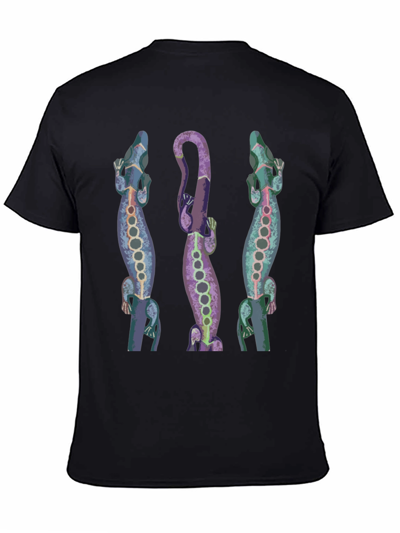 Lizard Print Mens Black T-Shirt
