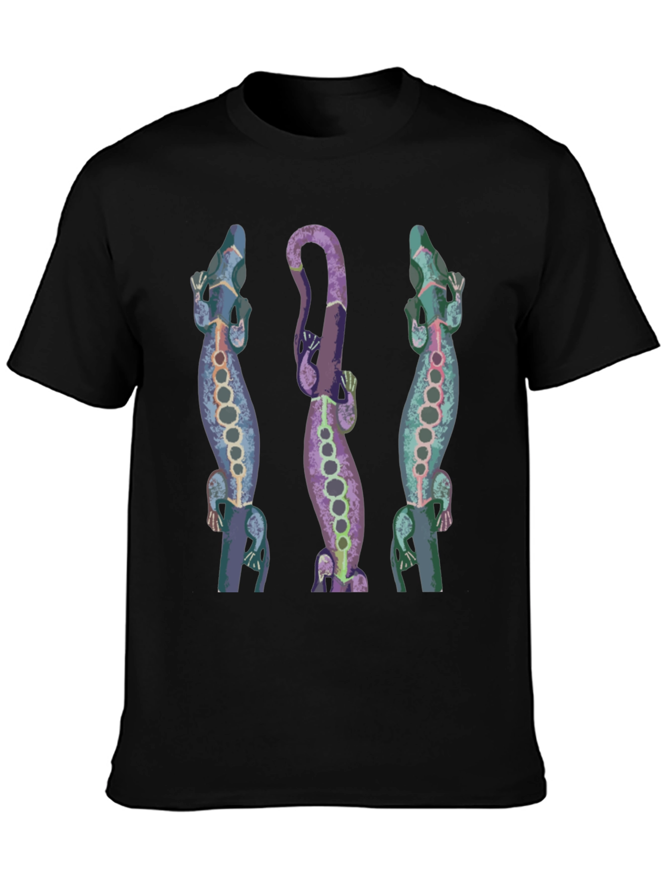 Lizard Print Mens Black T-Shirt