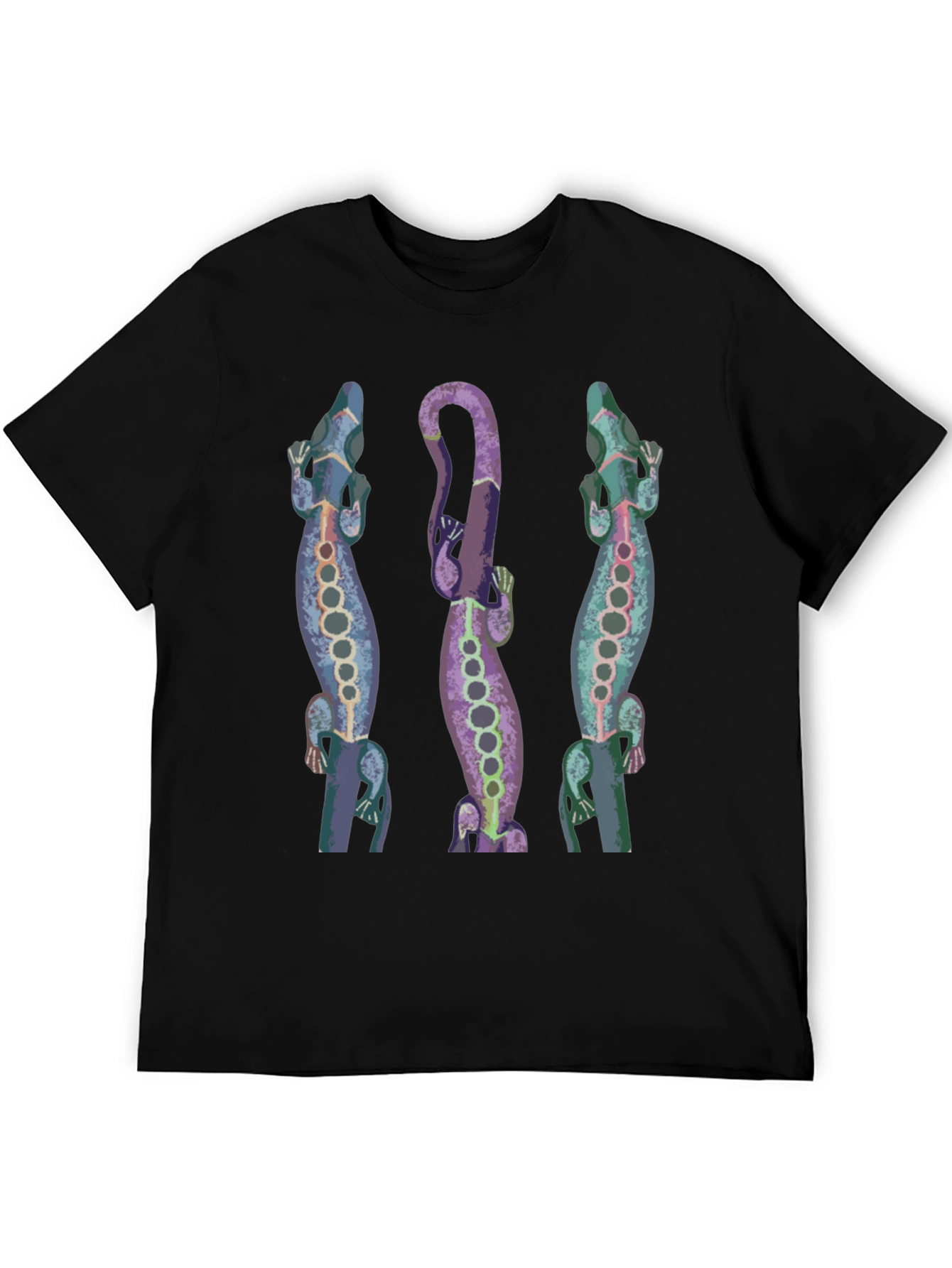 Lizard Print Mens Black T-Shirt