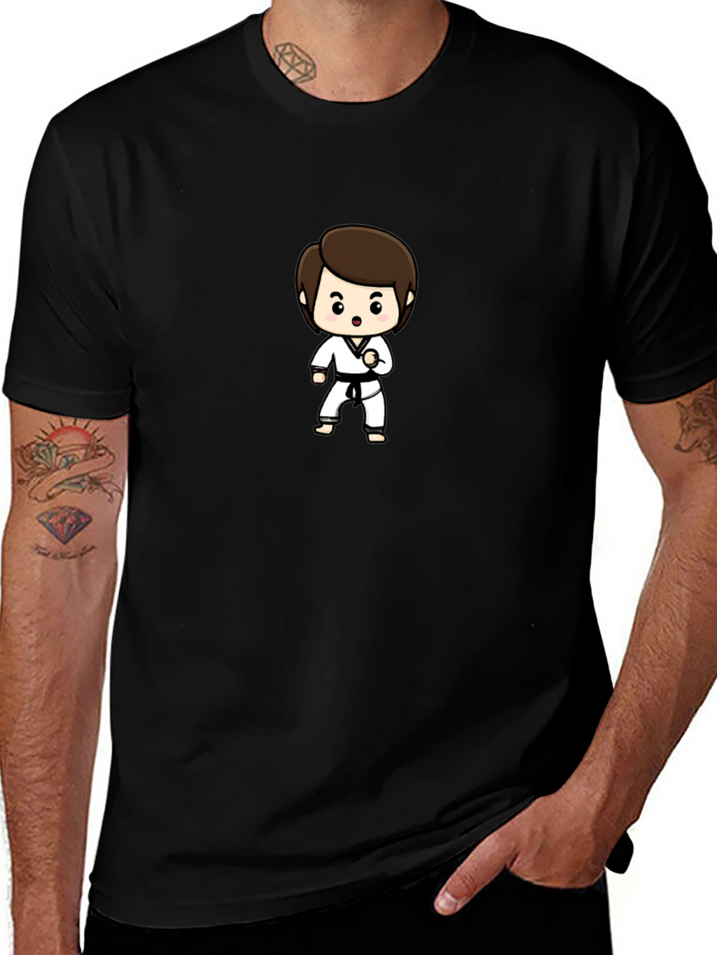 Karate Kid Cartoon T-Shirt - Black