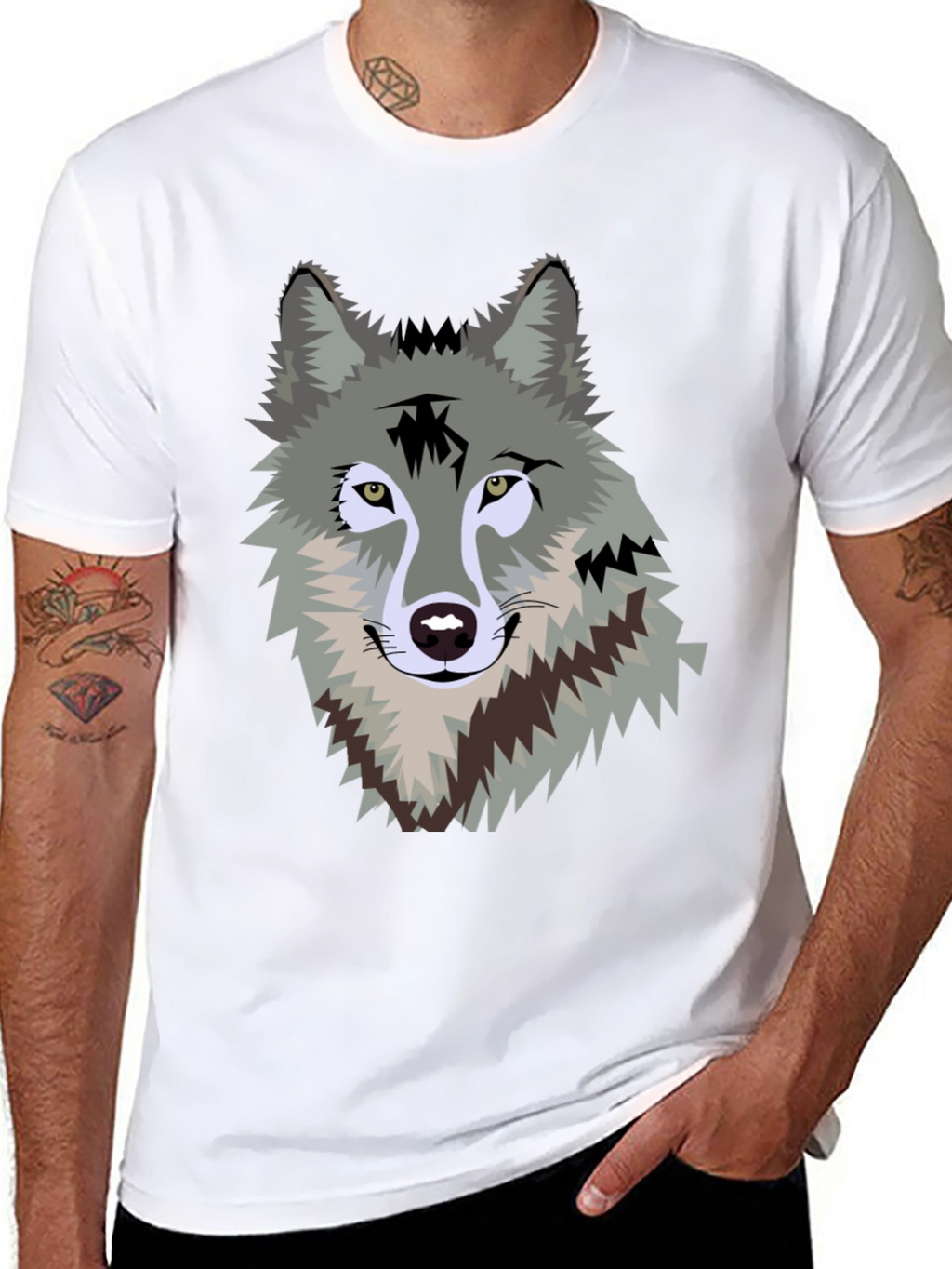 Wolf Graphic Print Mens T-Shirt