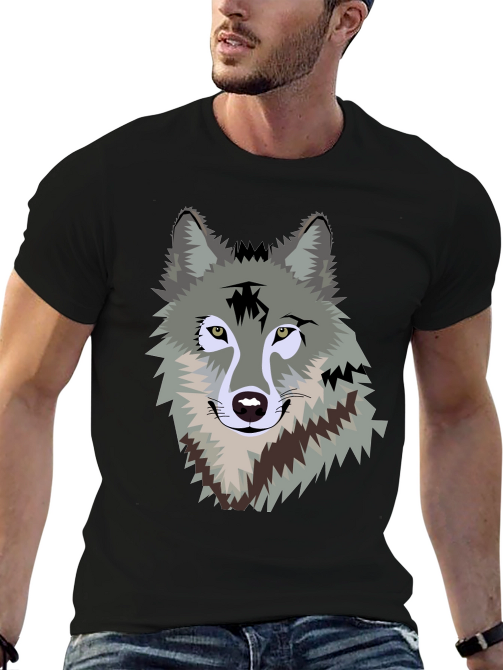 Wolf Graphic Print Mens T-Shirt