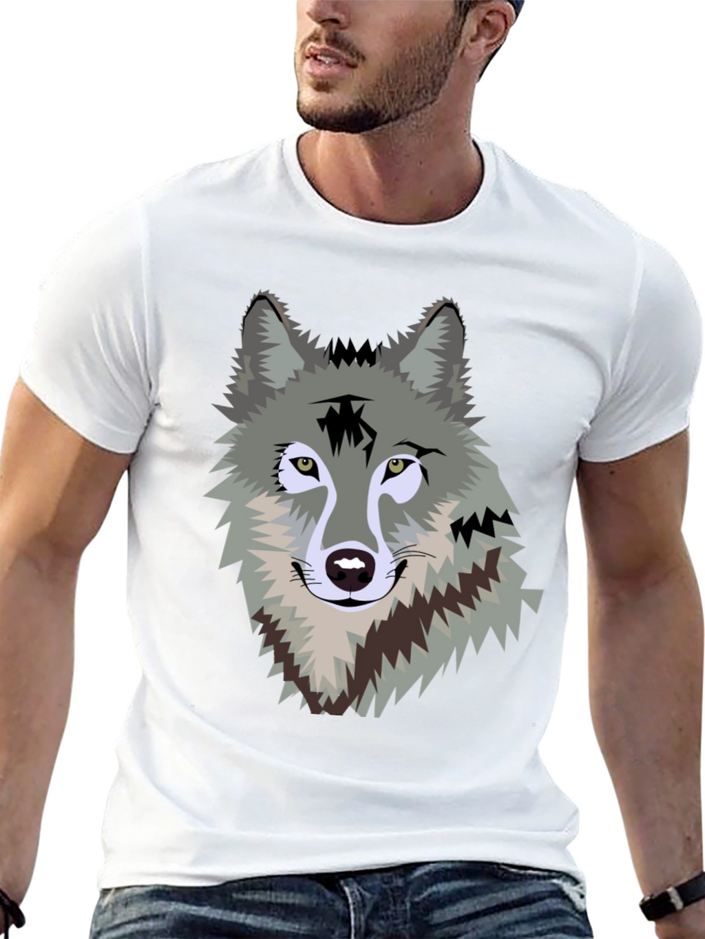 Wolf Graphic Print Mens T-Shirt