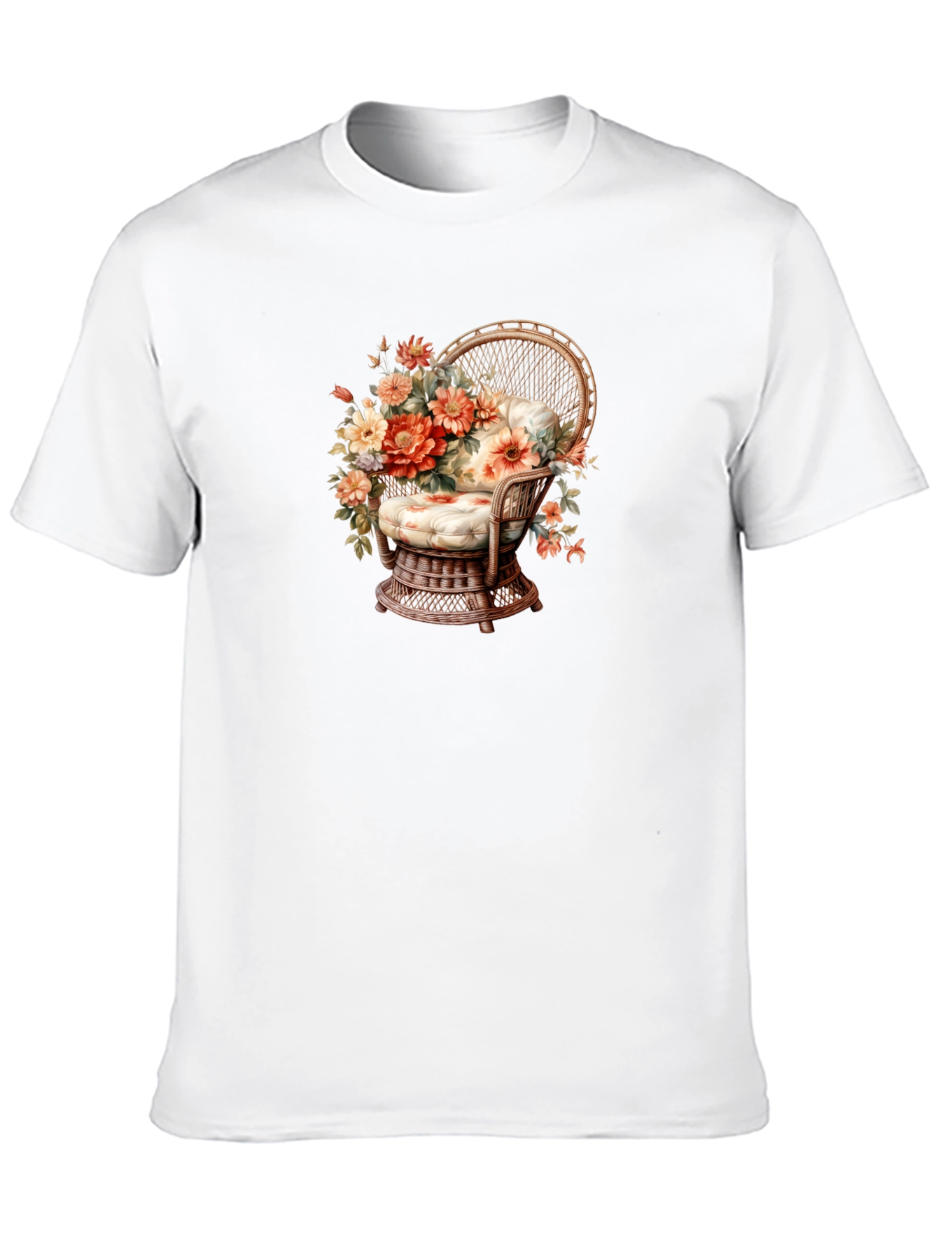 Floral Chair Graphic Tee - Black Cotton T-Shirt