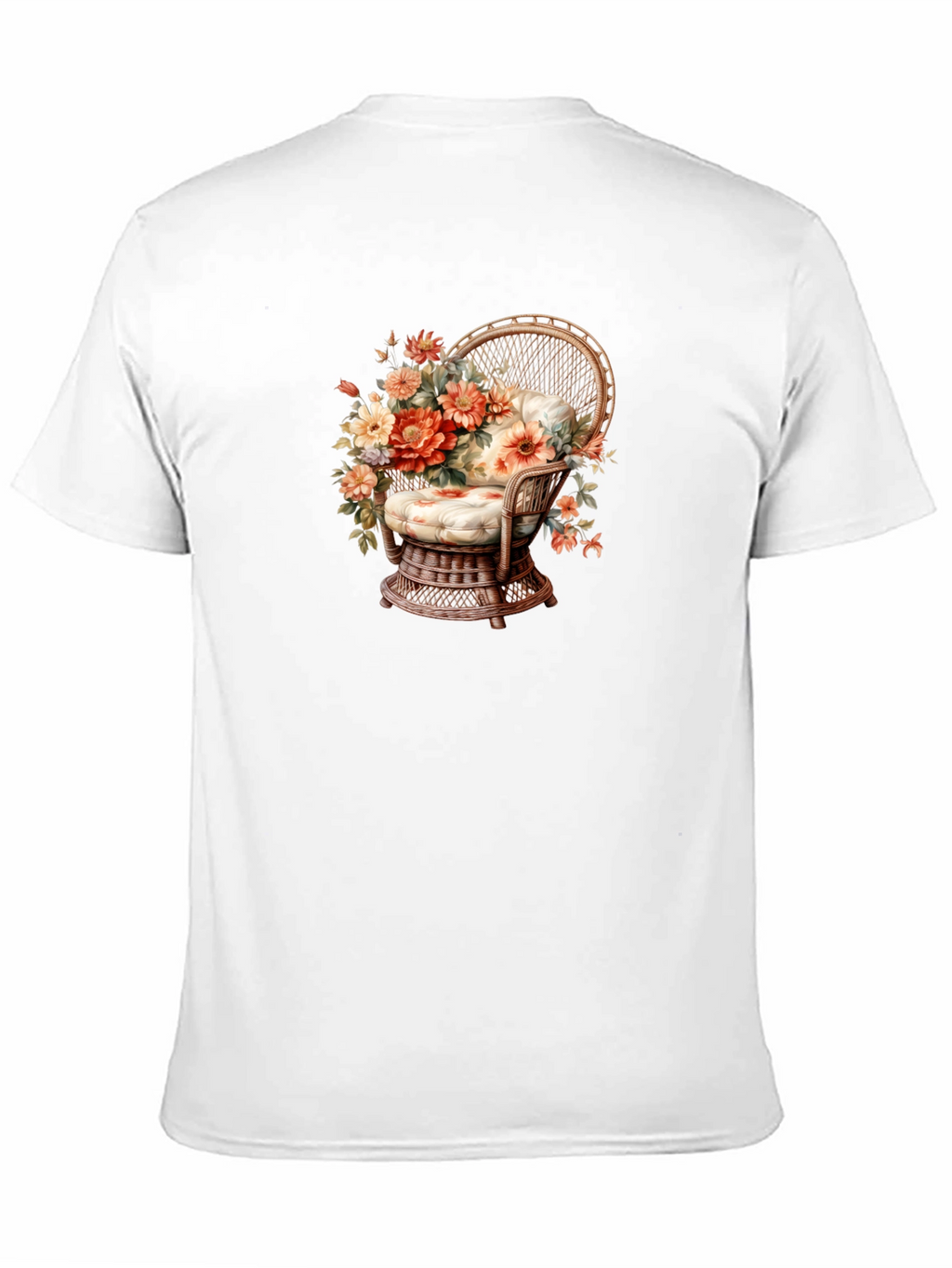 Floral Chair Graphic Tee - Black Cotton T-Shirt