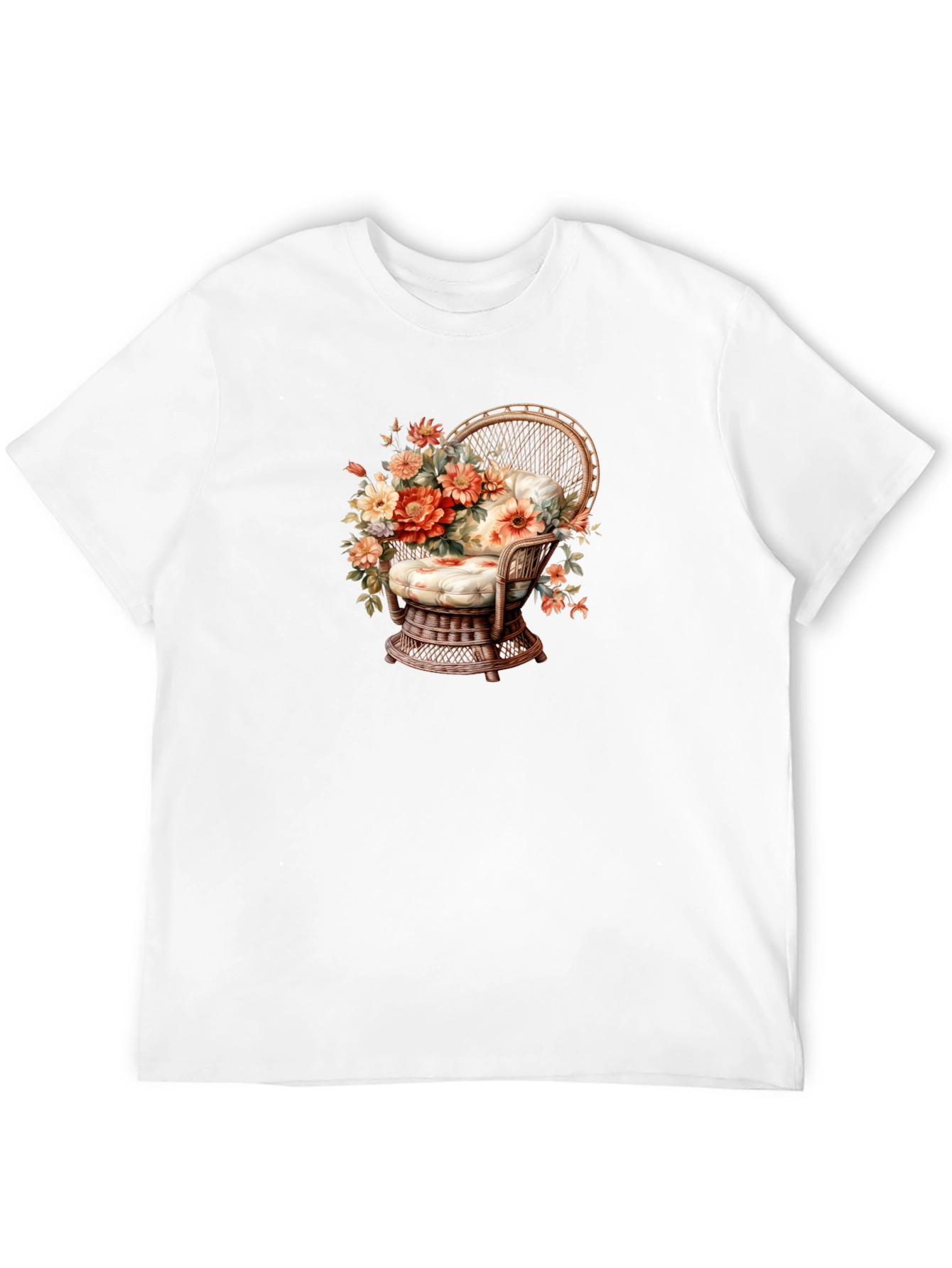 Floral Chair Graphic Tee - Black Cotton T-Shirt