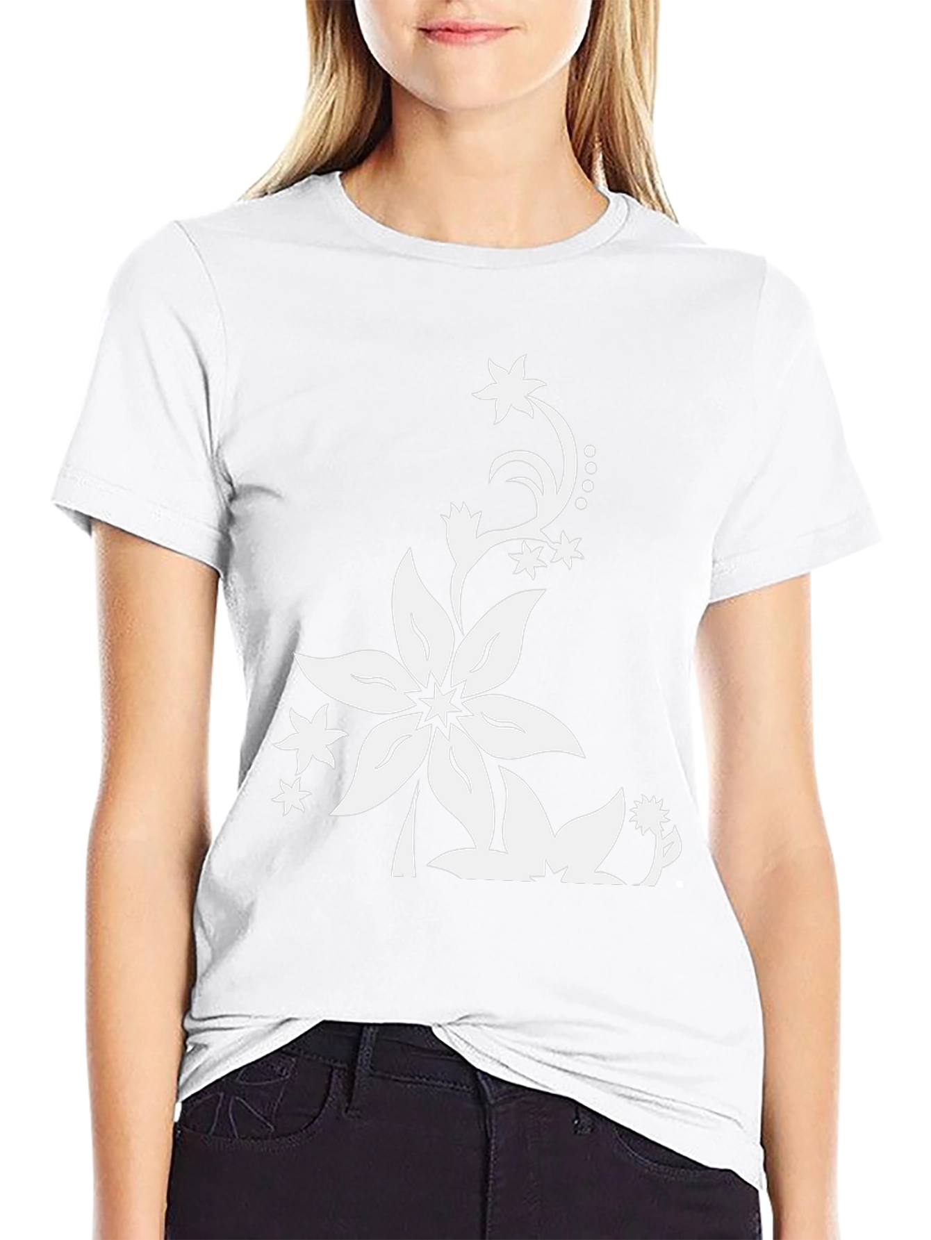 Floral Print Black T-Shirt - Stylish Casual Wear