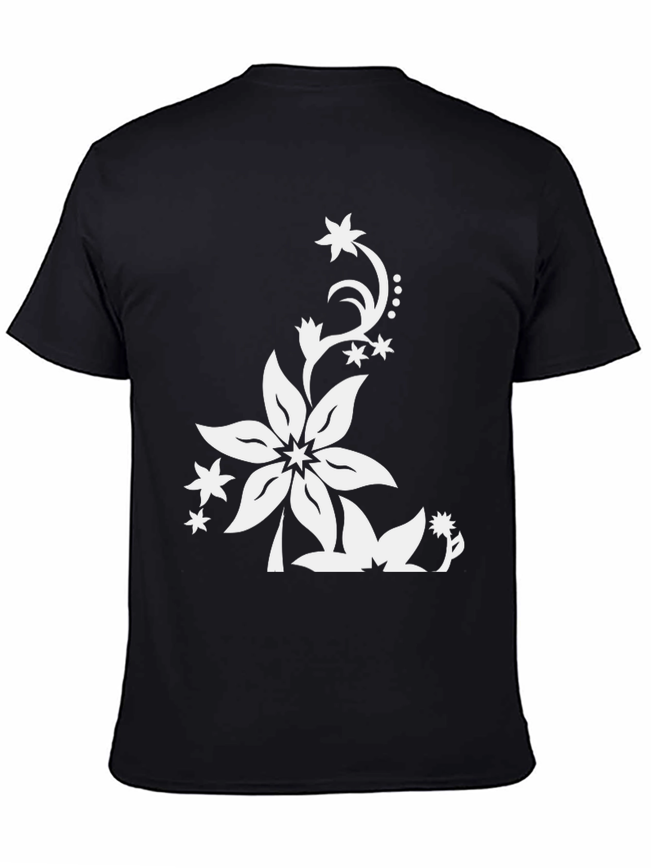 Floral Print Black T-Shirt - Stylish Casual Wear