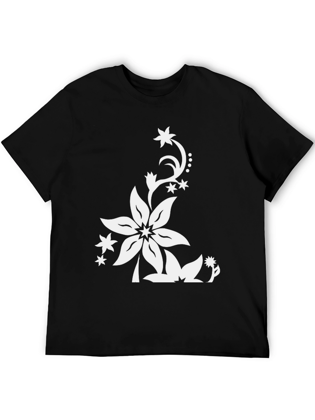 Floral Print Black T-Shirt - Stylish Casual Wear