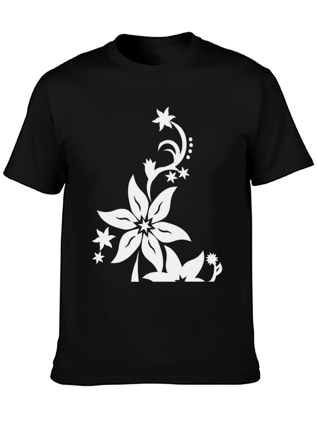 Floral Print Black T-Shirt - Stylish Casual Wear