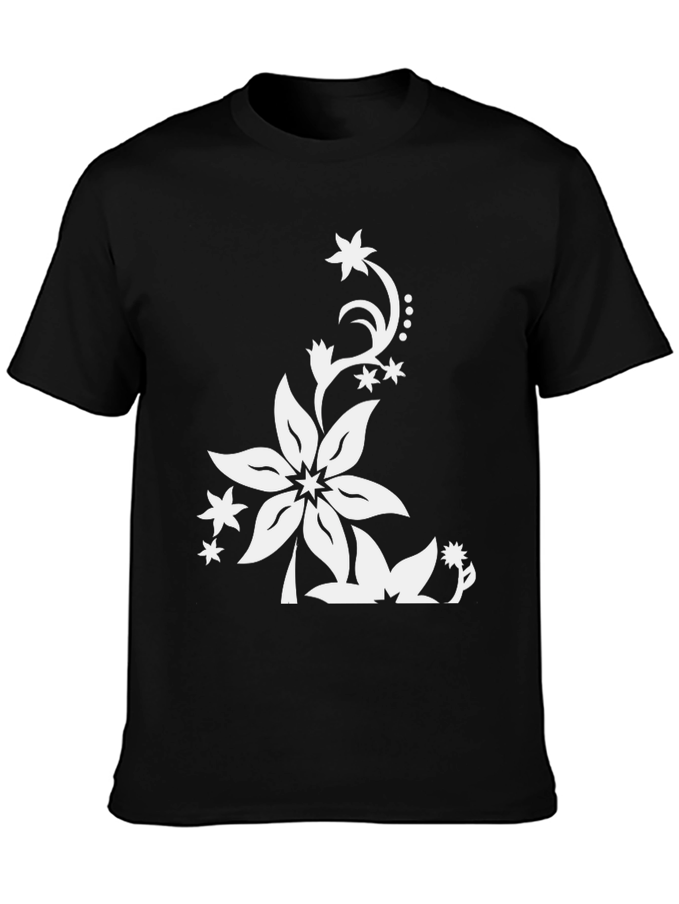 Floral Print Black T-Shirt - Stylish Casual Wear
