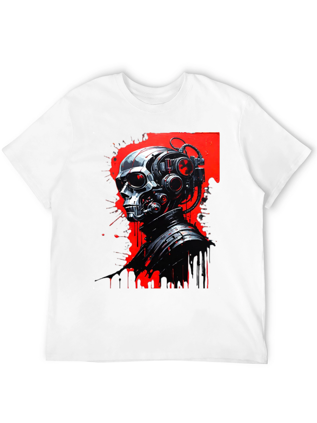 Cyberpunk Skull Graphic Tee - Mens Black T-Shirt
