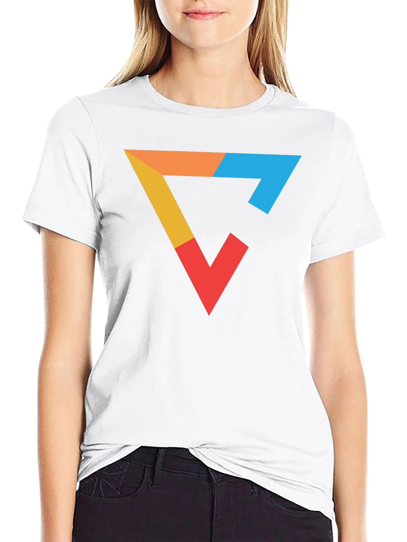 Modern Graphic Tee - Colorful Triangle Design