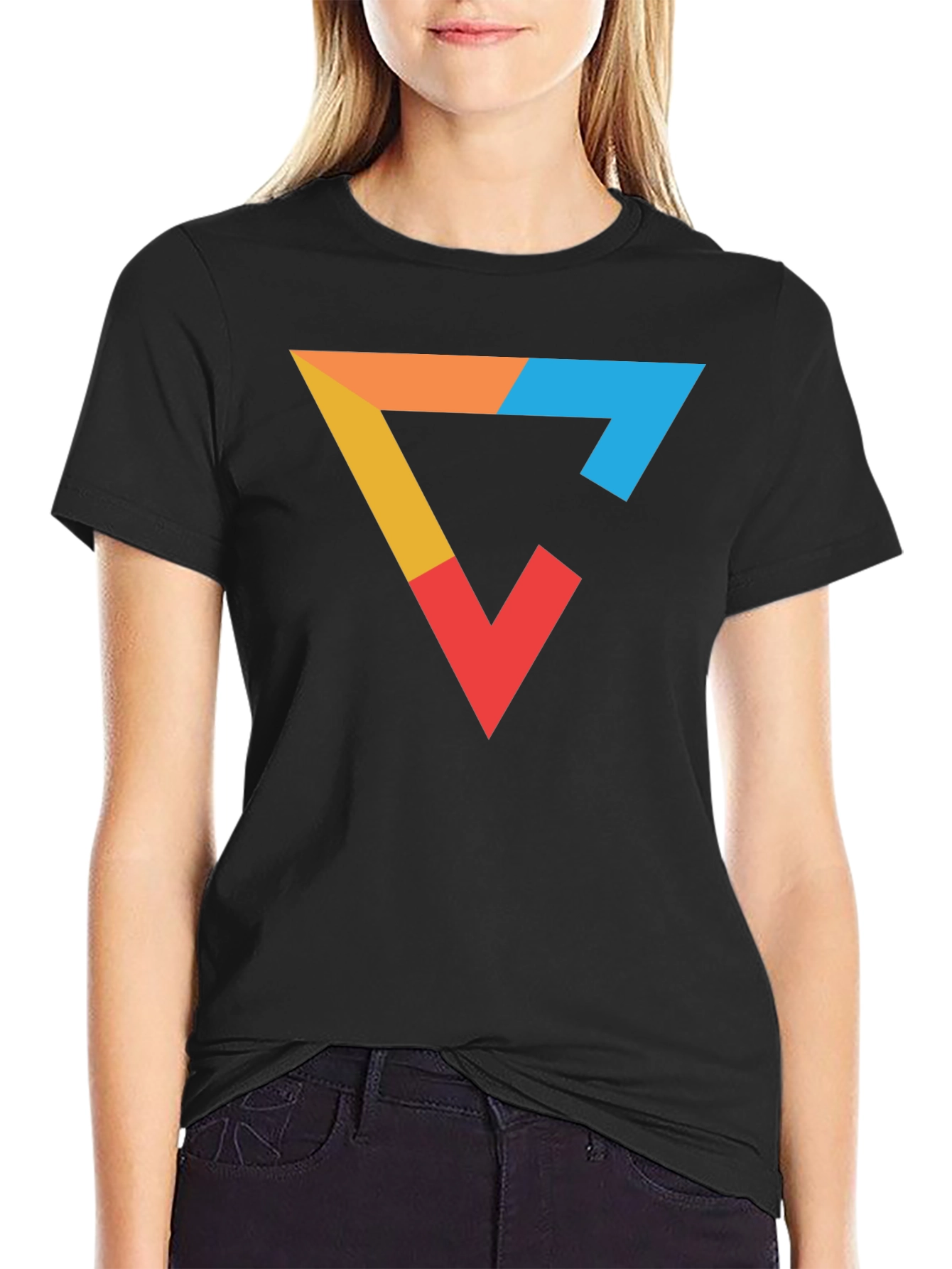 Modern Graphic Tee - Colorful Triangle Design