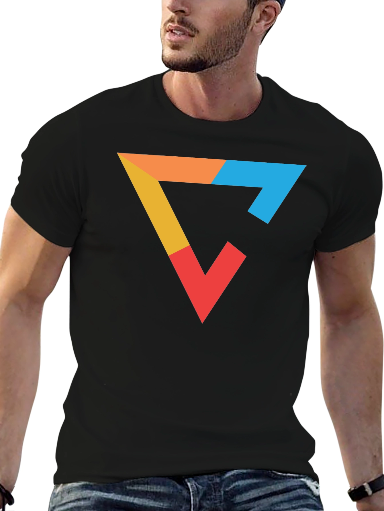 Modern Graphic Tee - Colorful Triangle Design