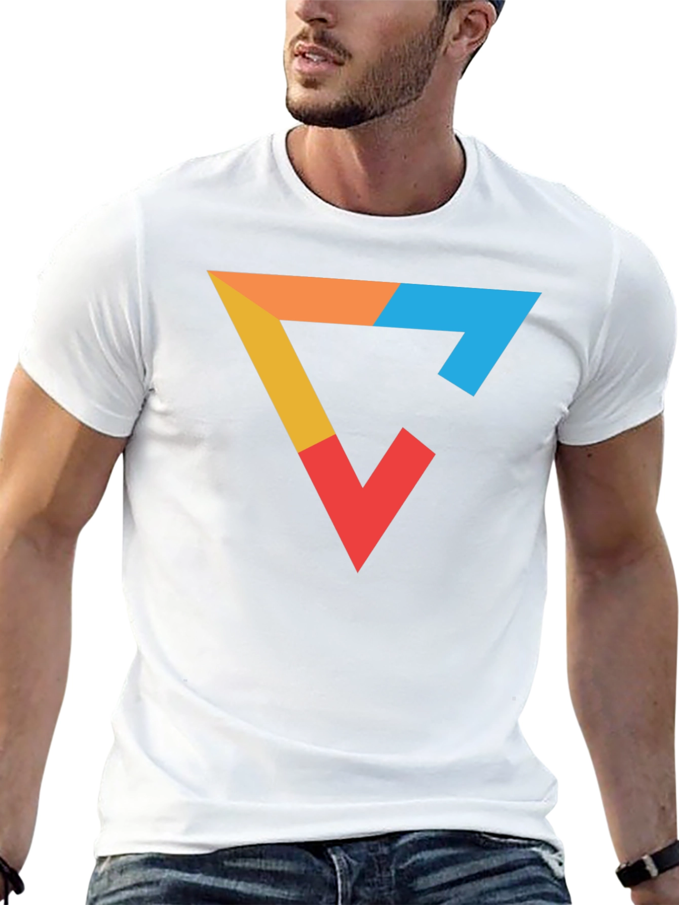 Modern Graphic Tee - Colorful Triangle Design