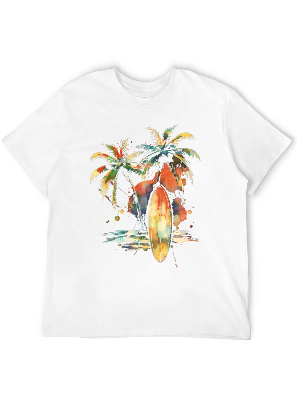 Tropical Surfboard Palm Tree Graphic Tee