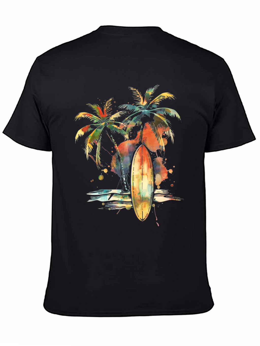 Tropical Surfboard Palm Tree Graphic Tee