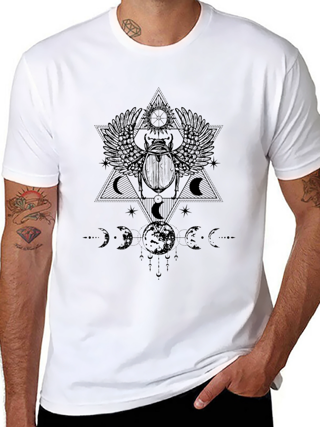 Scarabaeus Sacred Geometry T-Shirt - Black