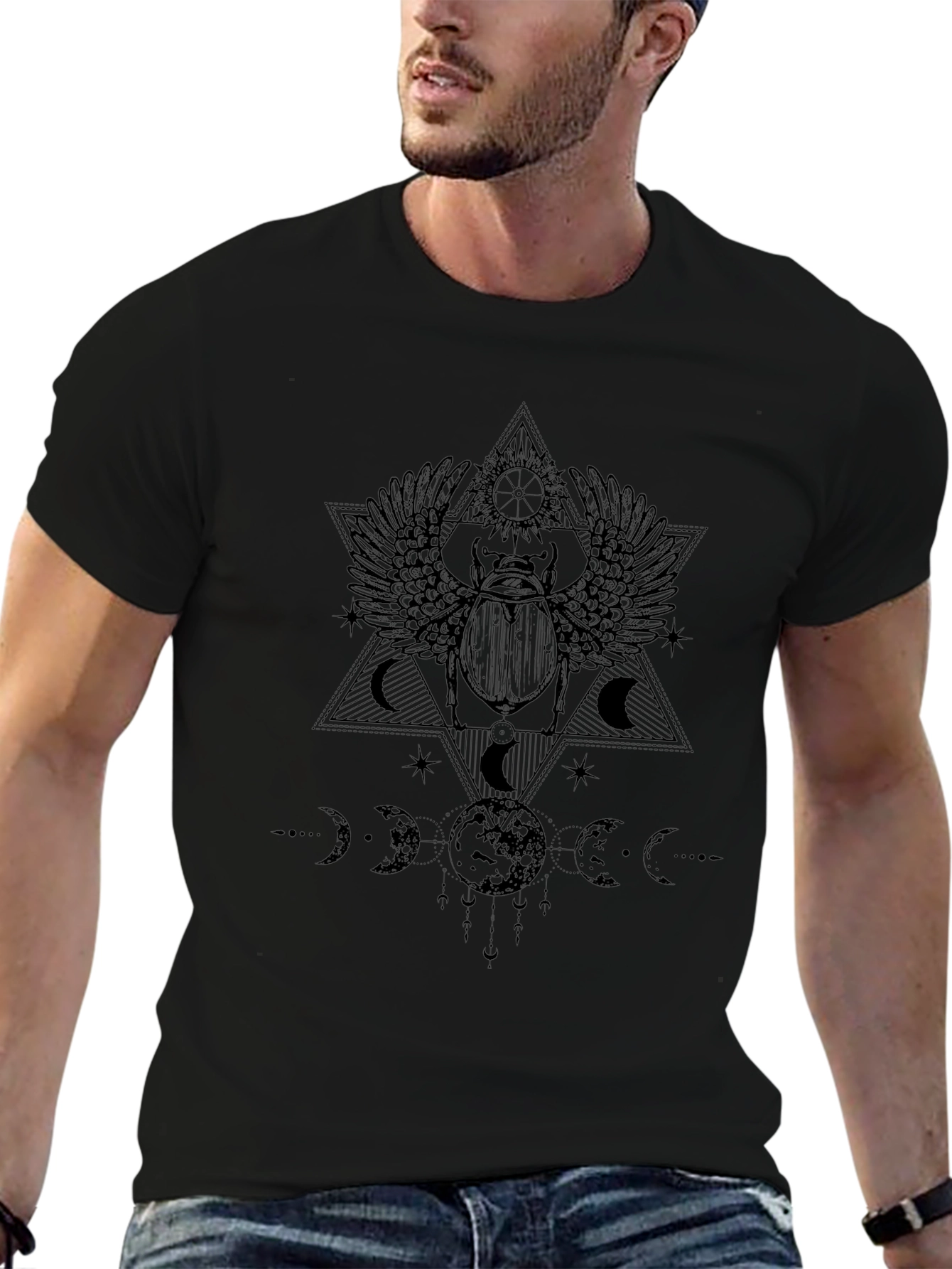 Scarabaeus Sacred Geometry T-Shirt - Black