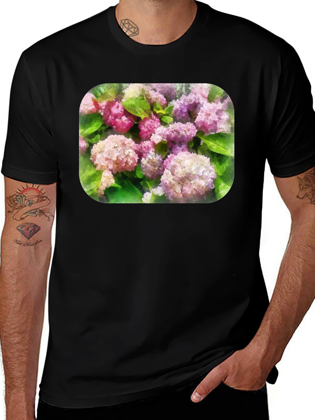 Floral T-Shirt - Pink Hydrangea Design