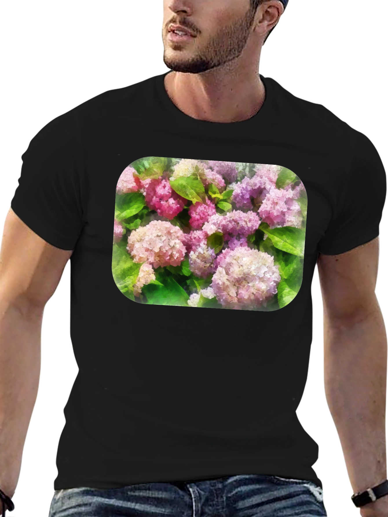 Floral T-Shirt - Pink Hydrangea Design