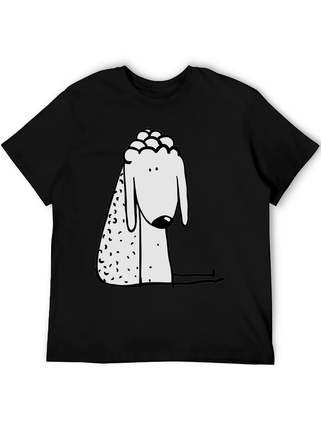 Cartoon Sheep Graphic Print Black Tee