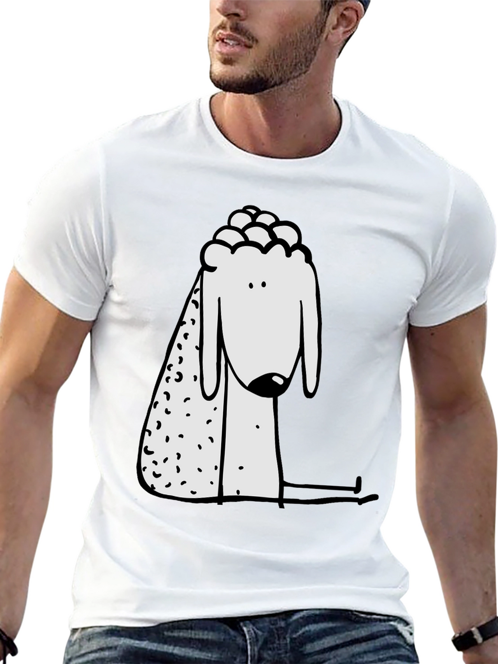 Cartoon Sheep Graphic Print Black Tee